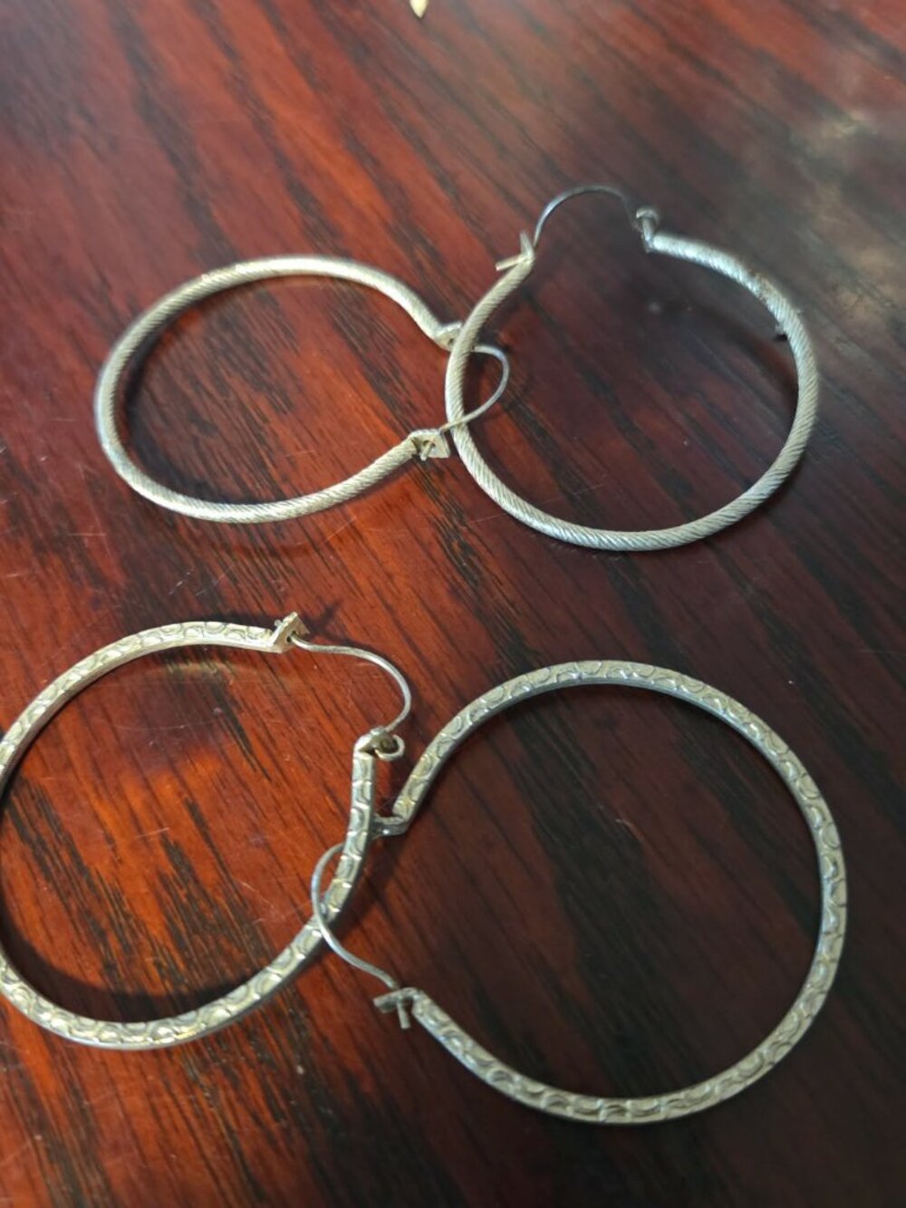 VTG 90s Textured Silver Hoop Earring Lot | Cable Etched Geometric Stack Y2K Set